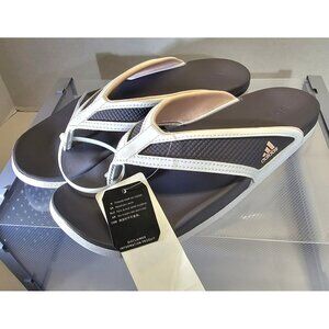 Adidas Women's Grey/White/Salmon Comfort Flip Flops  Thong Sandals Size 9